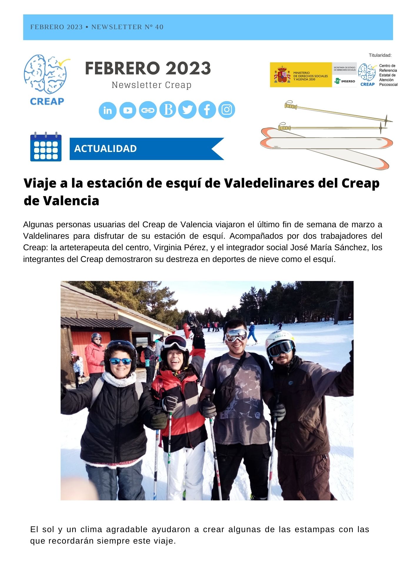 Portada Newsletter de febrero del Creap de Valencia Portada Newsletter de febrero del Creap de Valencia